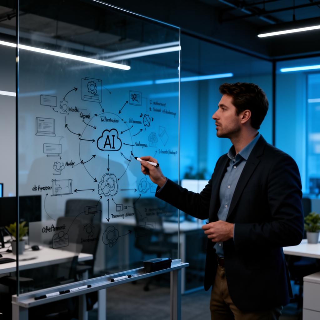 Consultant explaining an AI framework